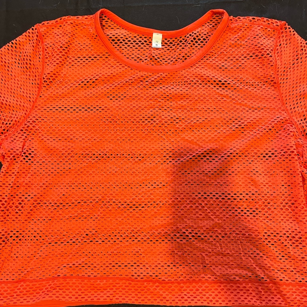 lululemon athletica Bright Orange Mesh Crop Top 4022